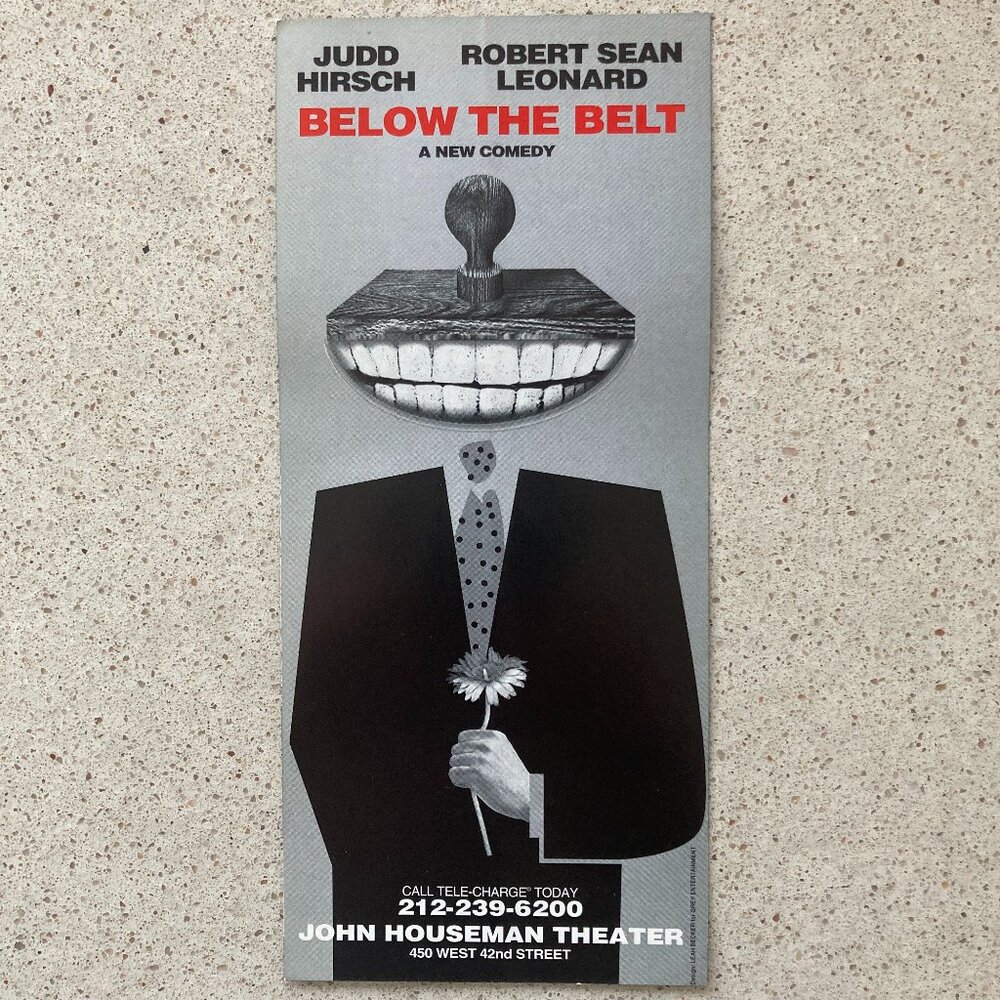 2 Sided Flyer BELOW THE BELT Off Broadway 1996 ROBERT SEAN LEONARD & JUDD HIRSCH